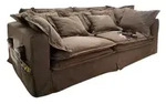 Massivmoebel24 Hussensofa, Braun, Textil, Echtholz, 3-Sitzer, 236x76x138 cm,