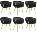 tectake Esszimmerstuhl, Schwarz, Gold, Textil, Pappel, 60.5x75x55 cm, Esszimmer,