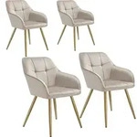 tectake Esszimmerstuhl, Taupe, Gold, Kunststoff, Pappel, 58x82x62 cm, Esszimmer,
