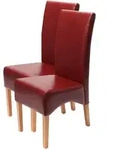 Chefgastro Esszimmerstuhl, Rot, Leder, 2-Sitzer, 44x102x54 cm, Esszimmer, St&uuml;hle,
