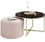 Lookway Couchtisch, Gold, Schwarz Hochglanz, Rosa, Holzwerkstoff, Textil,...