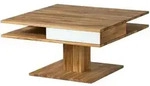 Massivmoebel24 Couchtisch, Natur, Holz, Echtholz,Wildeiche, 2 Schubladen,
