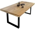 SAM Esstisch, Beige, Metall, Echtholz,Akazie, Quadratisch,Rechteckig, U-Form,