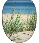 Sanilo Wc-Sitz, Gr&uuml;n, Holzwerkstoff, Wasser/Strand/Meer, Oval, 37.7x5x48 cm,
