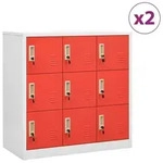 vidaXL Schliessfachschr&auml;nke, Hellgrau, Metall, 9 F&auml;cher, 45x92.5x90 cm, Garderobe,