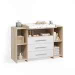 Livinity&reg; Wickelkommode, Wei&szlig;, Sonoma Eiche, Holzwerkstoff, 8 F&auml;cher, 3