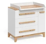VitaliSpa Wickelkommode, Wei&szlig;, Eiche Artisan, Holzwerkstoff, 3 Schubladen,