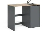 Vicco Waschmaschinenschrank, Anthrazit, Honigeiche, Holzwerkstoff, Rechteckig,