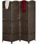 Relaxdays Paravent, Braun, Papier, Holz, 160x170x2 cm, Wohnzimmer, Raumteiler &