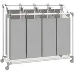 Homcom W&auml;schekorb, Grau, Textil, 38x81x97 cm, Ordnen & Aufbewahren, W&auml;schek&ouml;rbe &