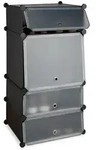 Relaxdays Schuhregal, Schwarz, Metall, Kunststoff, 49x91x36.5 cm, Garderobe,