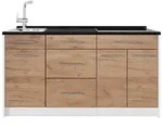 Vicco K&uuml;chenblock, Honigeiche, Wei&szlig;, Holzwerkstoff, Rechteckig, 150x81.2x51.6...