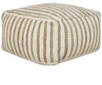Beliani Pouf, Beige, Wei&szlig;, Naturmaterialien, Quadratisch, 60x30x60 cm, Wohnzimmer,