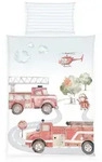 baby best Babybettw&auml;sche Feuerwehr, Rot, Wei&szlig;, Hellblau, Textil, 100x135 cm,