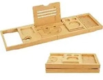 Relaxdays Badwannenablage, Hellbraun, Holz, Rechteckig, 105x3.5x22 cm, Badezimmer,