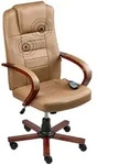 Beliani Massagestuhl, Hellbraun, Schwarz, Leder, 66x118x66 cm, Arbeitszimmer,