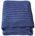 Homescapes Strickdecke, Dunkelblau, Textil, Uni, Rechteckig, 130x170 cm,