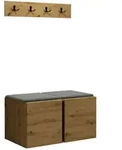 Mirjan24 Garderoben-Set, Eiche Artisan, Grau, Kunststoff, 84x42x46 cm,...