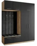 Masseno Garderobenschrank, Eiche Wotan, Schwarz, Schwarz, Holzwerkstoff, 5...
