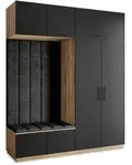 Masseno Garderobenschrank, Eiche Wotan, Schwarz, Schwarz, Holzwerkstoff, 5...