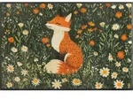 wash+dry Fussmatte Floral Foxy, Gr&uuml;n, Textil, Fuchs, rechteckig, 50x75 cm,