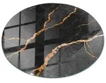 Tulup Tischplatte, Schwarz, Rotbraun, Glas, 60x0.4x60 cm, Esszimmer, Tische,