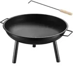 tectake Feuerschale, Schwarz, Metall, Rund, 66.5x29.5x57.5 cm, Freizeit,