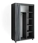 Vicco Kleiderschrank, Grau, Holzwerkstoff, 6 F&auml;cher, Rechteckig, 100x168x50 cm,