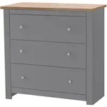 Mid.you Kommode Emerald, Grau, Natur, Metall, Holzwerkstoff, 3 Schublade(n)