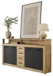 Lookway Kommode, Eiche Artisan, Schwarz, Holzwerkstoff, 190x96x32 cm,...