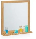 Relaxdays Wandspiegel, Hellbraun, Holz, Glas, 60x61.5x12 cm, Spiegel, Wandspiegel