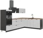 Vicco Eckk&uuml;che, Wei&szlig;, Anthrazit, Holzwerkstoff, Formgebogen, 287x153.6x60 cm,