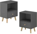 [en.casa] Beistelltisch-Set, Dunkelgrau, Holz, 1 Schubladen, 40x54x30 cm,...