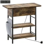 Homcom Beistelltisch, Braun, Metall, Nachbildung, Rechteckig, eckig, 29.8x58.5x60 cm,