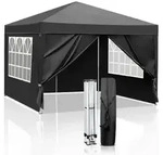 Faltpavillon, Schwarz, Textil, 300x255x300 cm, Sonnenschutz & Sichtschutz,...
