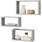 [en.casa] Wandregal-Set, Grau, Holzwerkstoff, 37x19x14.5 cm, Wohnzimmer, Regale,