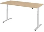 b&uuml;m&ouml; Schreibtisch, Eiche, Silber, Holzwerkstoff, Nachbildung,Eiche, Rechteckig,