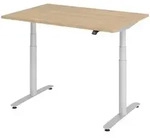 b&uuml;m&ouml; Schreibtisch, Eiche, Silber, Holzwerkstoff, Nachbildung,Eiche, Rechteckig,