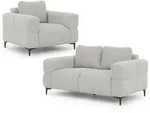 S-Style Sitzgarnitur, Hellgrau, Textil, Echtholz, Teilmassiv,Birke, Buche, 3-Sitzer,