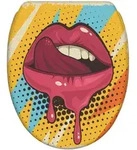Sanilo Wc-Sitz, Rot, Holzwerkstoff, Comics, Pop-Art, Streetart/Graffiti, Oval,