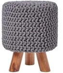 Homescapes Strick-Hocker, Grau, Textil, Uni, Rund, 32x42x32 cm, Wohnzimmer,...