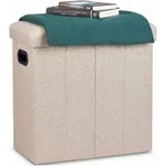 Relaxdays Sitzhocker, Beige, Holzwerkstoff, Textil, 46x49.5x25.5 cm, Wohnzimmer,