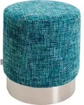 Kare-Design Hocker, Silber, Hellblau, Metall, rund, 39x47x39 cm, Stoffauswahl,