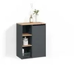 Livinity&reg; Badschrank, Anthrazit, Honigeiche, Holzwerkstoff, 2 F&auml;cher,...