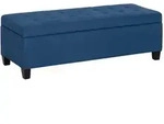 Homcom Truhenbank, Blau, Textil, Echtholz,Eukalyptusholz, F&uuml;llung: Polyester,