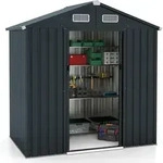 Costway Gartenhaus, Schwarz, Metall, 182x197x129 cm, Aufbewahrung &...