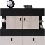 Masseno Kommode, Schwarz, Holzwerkstoff, 6 Schubladen, 110x90x40 cm, Wohnzimmer,