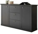 Furn.Design Sideboard, Schwarz, Eiche, Holzwerkstoff, Nachbildung,Eiche, 4...