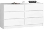 Akord Kommode, Wei&szlig;, Holzwerkstoff, Nachbildung, 6 Schubladen,
