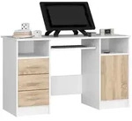 Akord Schreibtisch, Wei&szlig;, Sonoma Eiche, Holzwerkstoff, Nachbildung, Holz Optik, 3